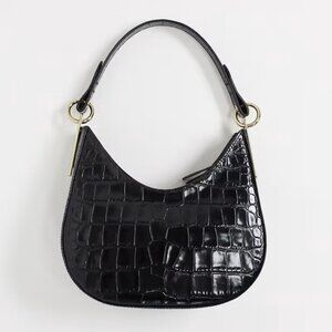 & Other Stories Small Baguette Croc Embossed Leather Shoulder Bag